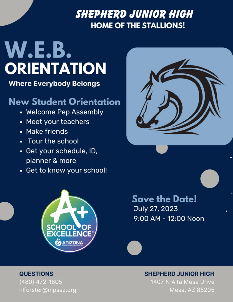 WEB New Student Orientation Shepherd Junior High School