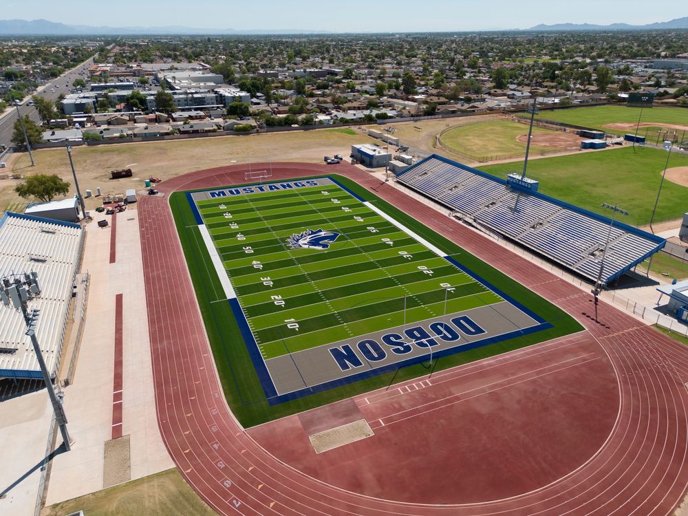Aerial view of the Dobson High football field