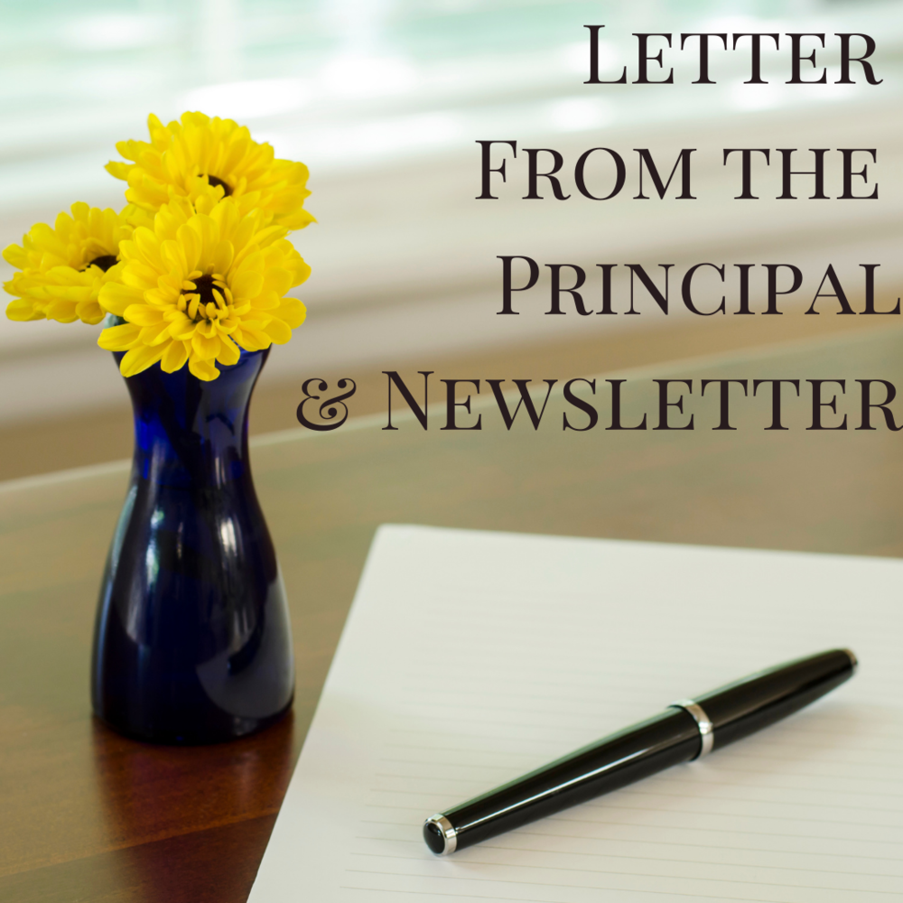 Letter from Principal and Taylor Newsletter November 2022 - black fountain pen , yellow daisies with paper for writing a letter